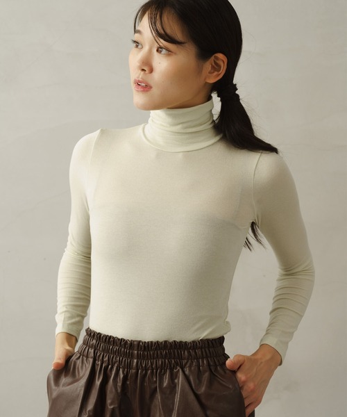 ZAKKA-BOX（ザッカボックス）の「やわらかタートルネックシャツ（Tシャツ/カットソー・レディース・アイボリー/杢グレー/ブラック/グレー系その他/モカ/グリーン系その他/ナチュラル/ラベンダー/パープル系その他・FREE）」の7枚目の写真