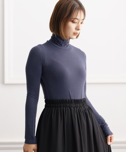 ZAKKA-BOX（ザッカボックス）の「やわらかタートルネックシャツ（Tシャツ/カットソー・レディース・アイボリー/杢グレー/ブラック/グレー系その他/モカ/グリーン系その他/ナチュラル/ラベンダー/パープル系その他・FREE）」の9枚目の写真