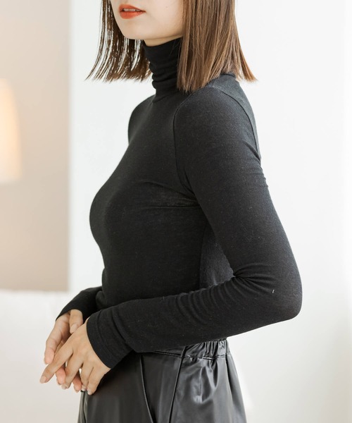 ZAKKA-BOX（ザッカボックス）の「やわらかタートルネックシャツ（Tシャツ/カットソー・レディース・アイボリー/杢グレー/ブラック/グレー系その他/モカ/グリーン系その他/ナチュラル/ラベンダー/パープル系その他・FREE）」の11枚目の写真