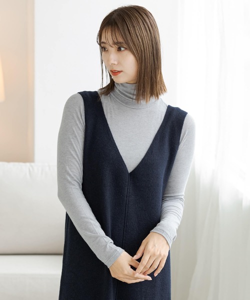 ZAKKA-BOX（ザッカボックス）の「やわらかタートルネックシャツ（Tシャツ/カットソー・レディース・アイボリー/杢グレー/ブラック/グレー系その他/モカ/グリーン系その他/ナチュラル/ラベンダー/パープル系その他・FREE）」の13枚目の写真
