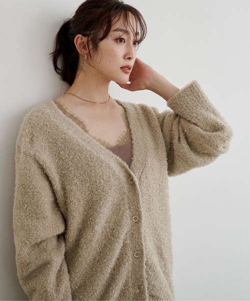 UR'S(ユアーズ)の「シャギーニットカーディガン(カーディガン/ボレロ・レディース・グレイッシュベージュ/ブルー/グレー・S/M/L)」の7枚目の写真