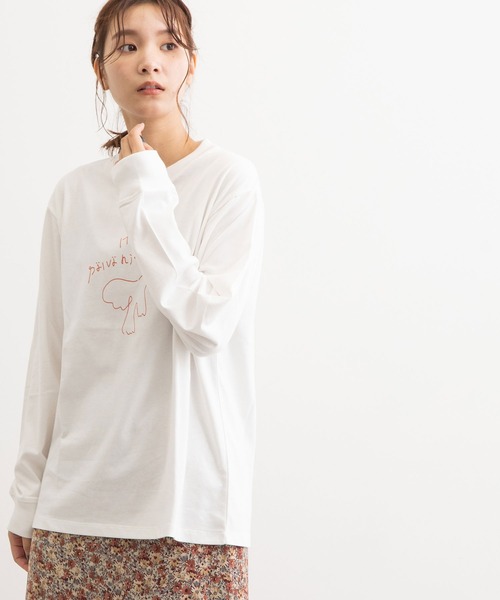 POU DOU DOU(プードゥドゥ)の「ロゴプリントロングスリーブTee(Tシャツ/カットソー・レディース・オフホワイト/ピンク/オレンジ/ブルー・3)」の21枚目の写真