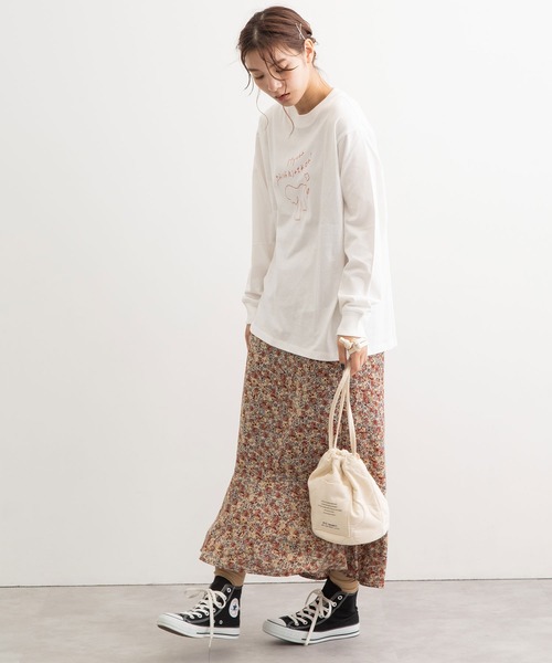 POU DOU DOU(プードゥドゥ)の「ロゴプリントロングスリーブTee(Tシャツ/カットソー・レディース・オフホワイト/ピンク/オレンジ/ブルー・3)」の9枚目の写真