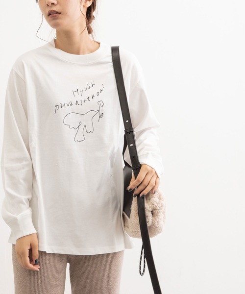POU DOU DOU(プードゥドゥ)の「ロゴプリントロングスリーブTee(Tシャツ/カットソー・レディース・オフホワイト/ピンク/オレンジ/ブルー・3)」の15枚目の写真