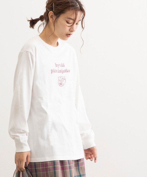 POU DOU DOU(プードゥドゥ)の「ロゴプリントロングスリーブTee(Tシャツ/カットソー・レディース・オフホワイト/ピンク/オレンジ/ブルー・3)」の11枚目の写真