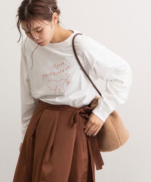 POU DOU DOU(プードゥドゥ)の「ロゴプリントロングスリーブTee(Tシャツ/カットソー・レディース・オフホワイト/ピンク/オレンジ/ブルー・3)」の20枚目の写真