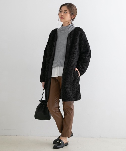 Newlyme(ニューリーミー)の「ボアロングコート(その他アウター・レディース・ブラック・FREE)」の3枚目の写真