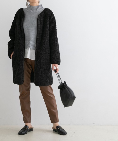 Newlyme(ニューリーミー)の「ボアロングコート(その他アウター・レディース・ブラック・FREE)」の4枚目の写真