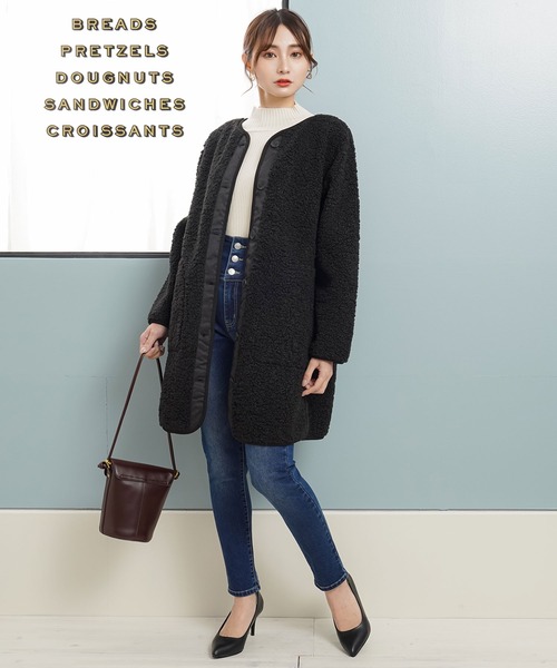 Newlyme(ニューリーミー)の「ボアロングコート(その他アウター・レディース・ブラック・FREE)」の5枚目の写真