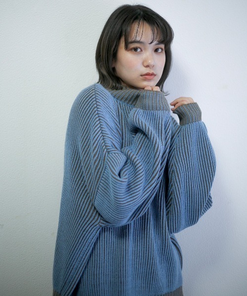 spoon store（スプーンストア）の「ハイショクストライプニット（ニット/セーター・レディース・ブルー/テラコッタ・フリー）」の14枚目の写真