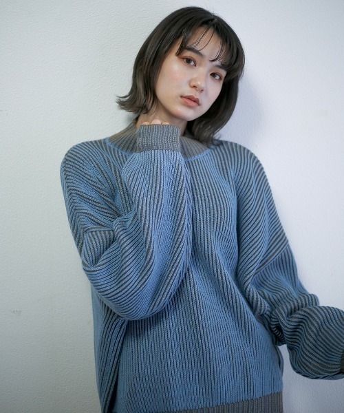 spoon store（スプーンストア）の「ハイショクストライプニット（ニット/セーター・レディース・ブルー/テラコッタ・フリー）」の15枚目の写真
