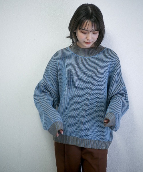 spoon store（スプーンストア）の「ハイショクストライプニット（ニット/セーター・レディース・ブルー/テラコッタ・フリー）」の16枚目の写真