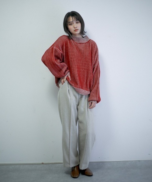 spoon store（スプーンストア）の「ハイショクストライプニット（ニット/セーター・レディース・ブルー/テラコッタ・フリー）」の10枚目の写真