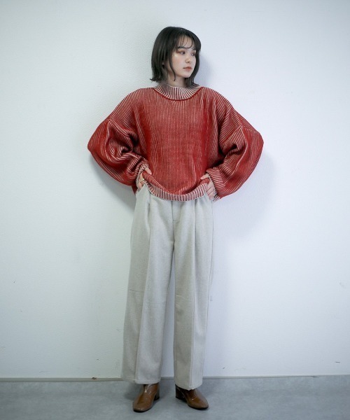 spoon store（スプーンストア）の「ハイショクストライプニット（ニット/セーター・レディース・ブルー/テラコッタ・フリー）」の9枚目の写真