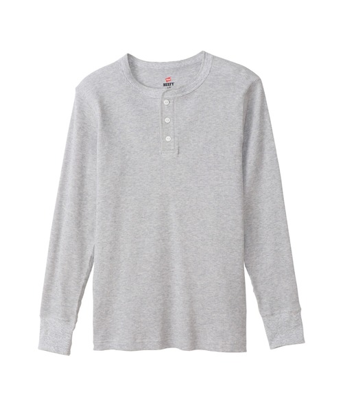 HANES(ヘインズ)の「【Hanes/ヘインズ】メンズ ビーフィー サーマルヘンリーネックロングスリーブTシャツ(Tシャツ/カットソー・メンズ・ヘザーグレー/ネイビー/ホワイト/ブラック・SMALL/LARGE/X-LARGE/MEDIUM)」の3枚目の写真