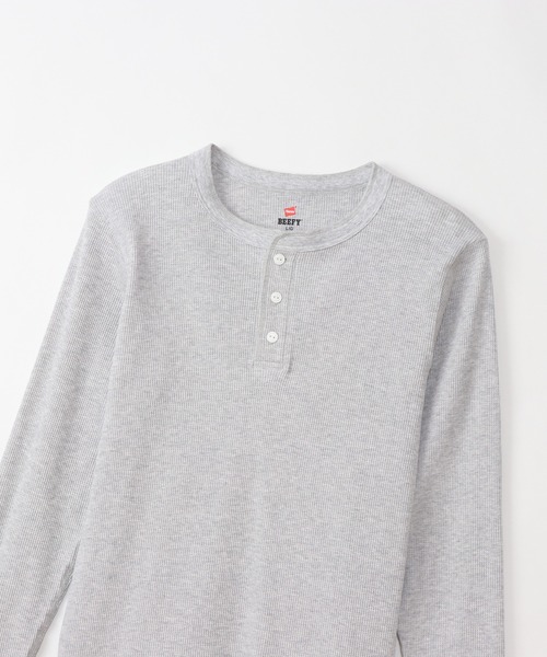 HANES(ヘインズ)の「【Hanes/ヘインズ】メンズ ビーフィー サーマルヘンリーネックロングスリーブTシャツ(Tシャツ/カットソー・メンズ・ヘザーグレー/ネイビー/ホワイト/ブラック・SMALL/LARGE/X-LARGE/MEDIUM)」の7枚目の写真