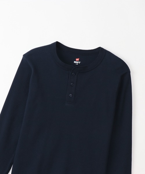HANES(ヘインズ)の「【Hanes/ヘインズ】メンズ ビーフィー サーマルヘンリーネックロングスリーブTシャツ(Tシャツ/カットソー・メンズ・ヘザーグレー/ネイビー/ホワイト/ブラック・SMALL/LARGE/X-LARGE/MEDIUM)」の11枚目の写真