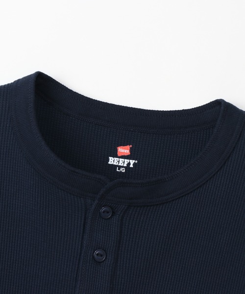 HANES(ヘインズ)の「【Hanes/ヘインズ】メンズ ビーフィー サーマルヘンリーネックロングスリーブTシャツ(Tシャツ/カットソー・メンズ・ヘザーグレー/ネイビー/ホワイト/ブラック・SMALL/LARGE/X-LARGE/MEDIUM)」の12枚目の写真