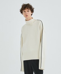 ウールラインタートルニット/WOOL LINE TURTLE KNIT
