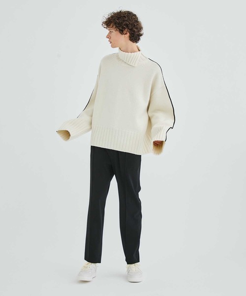 LiNoH（リノー）の「ウールラインタートルニット/WOOL LINE TURTLE KNIT（ニット/セーター・メンズ・ブラック/ホワイト・1/2）」の12枚目の写真