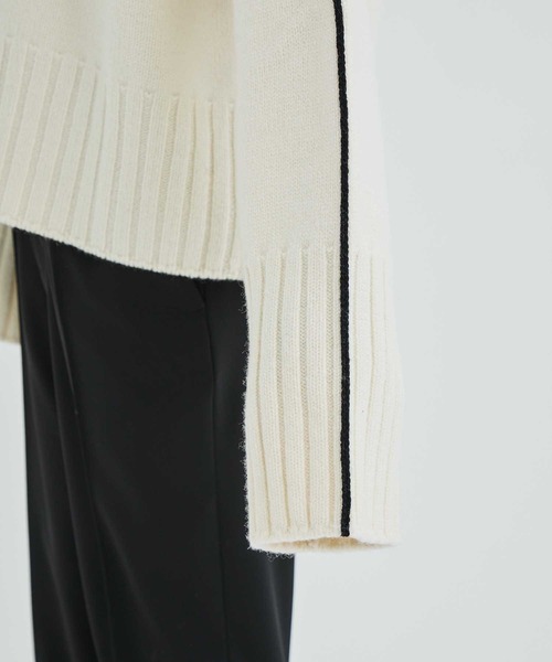LiNoH（リノー）の「ウールラインタートルニット/WOOL LINE TURTLE KNIT（ニット/セーター・メンズ・ブラック/ホワイト・1/2）」の9枚目の写真