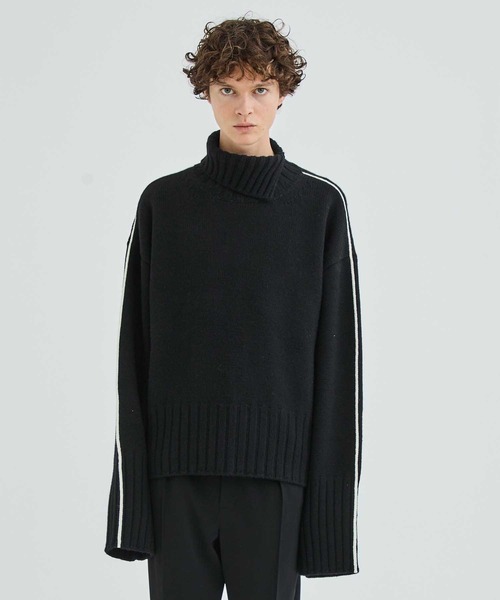 LiNoH（リノー）の「ウールラインタートルニット/WOOL LINE TURTLE KNIT（ニット/セーター・メンズ・ブラック/ホワイト・1/2）」の15枚目の写真