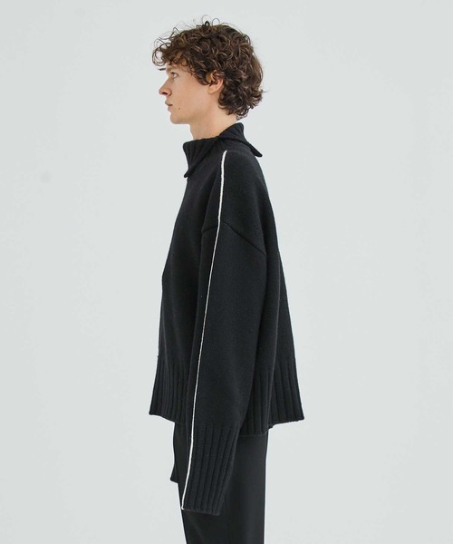 LiNoH（リノー）の「ウールラインタートルニット/WOOL LINE TURTLE KNIT（ニット/セーター・メンズ・ブラック/ホワイト・1/2）」の10枚目の写真