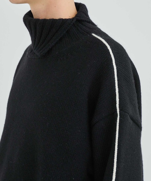 LiNoH（リノー）の「ウールラインタートルニット/WOOL LINE TURTLE KNIT（ニット/セーター・メンズ・ブラック/ホワイト・1/2）」の16枚目の写真