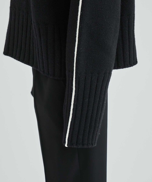 LiNoH（リノー）の「ウールラインタートルニット/WOOL LINE TURTLE KNIT（ニット/セーター・メンズ・ブラック/ホワイト・1/2）」の11枚目の写真