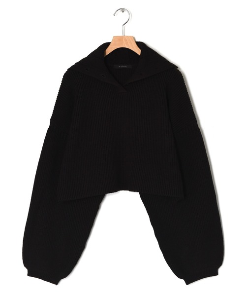 w closet（ダブルクローゼット）の「片畦スタンドネックショートトップス（ニット/セーター・レディース・オフホワイト/ライム/パープル/スミクロ・FREE）」の6枚目の写真