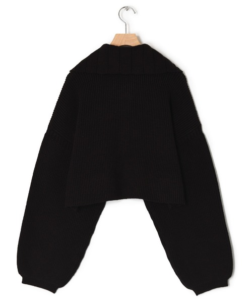 w closet（ダブルクローゼット）の「片畦スタンドネックショートトップス（ニット/セーター・レディース・オフホワイト/ライム/パープル/スミクロ・FREE）」の7枚目の写真