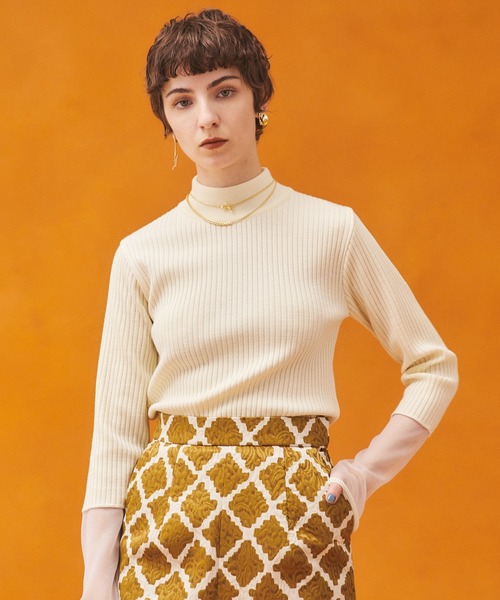 PUBLIC TOKYO（パブリックトウキョウ）の「シアースリーブハイネックニット/ウォッシャブル（ニット/セーター・レディース・ブラック/アイボリー/ブルー・FREE）」の2枚目の写真