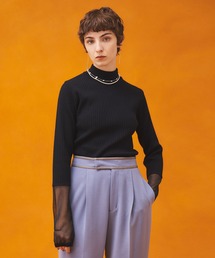 シアースリーブハイネックニット/ウォッシャブル