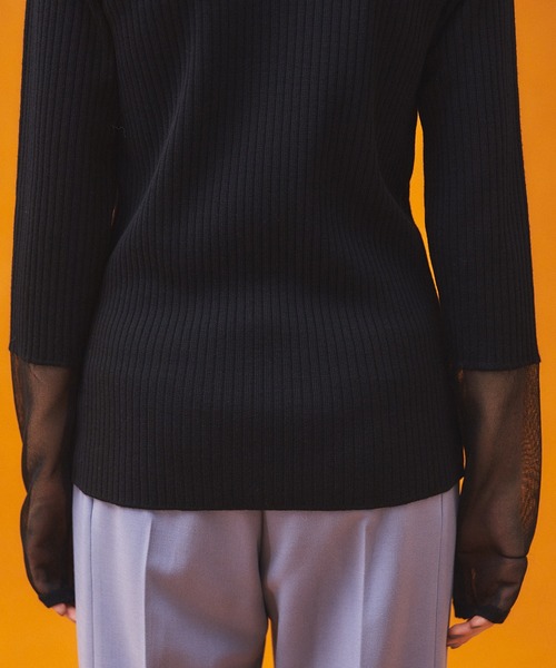 PUBLIC TOKYO（パブリックトウキョウ）の「シアースリーブハイネックニット/ウォッシャブル（ニット/セーター・レディース・ブラック/アイボリー/ブルー・FREE）」の16枚目の写真