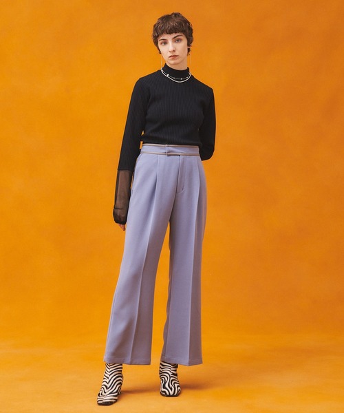 PUBLIC TOKYO（パブリックトウキョウ）の「シアースリーブハイネックニット/ウォッシャブル（ニット/セーター・レディース・ブラック/アイボリー/ブルー・FREE）」の7枚目の写真