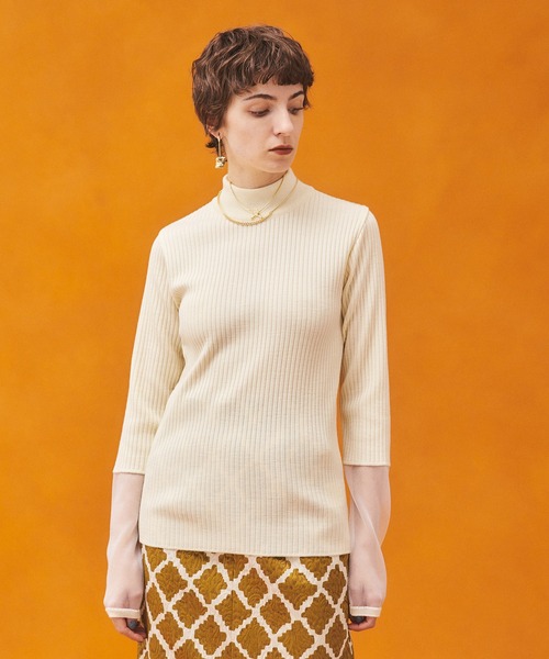 PUBLIC TOKYO（パブリックトウキョウ）の「シアースリーブハイネックニット/ウォッシャブル（ニット/セーター・レディース・ブラック/アイボリー/ブルー・FREE）」の8枚目の写真