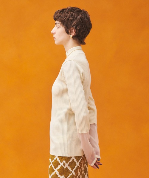 PUBLIC TOKYO（パブリックトウキョウ）の「シアースリーブハイネックニット/ウォッシャブル（ニット/セーター・レディース・ブラック/アイボリー/ブルー・FREE）」の14枚目の写真