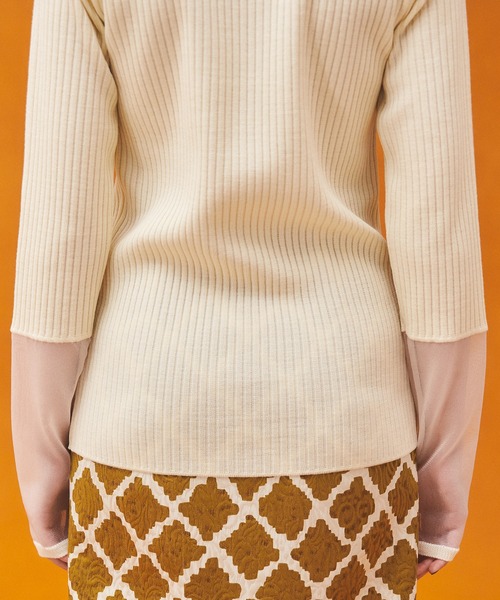 PUBLIC TOKYO（パブリックトウキョウ）の「シアースリーブハイネックニット/ウォッシャブル（ニット/セーター・レディース・ブラック/アイボリー/ブルー・FREE）」の5枚目の写真