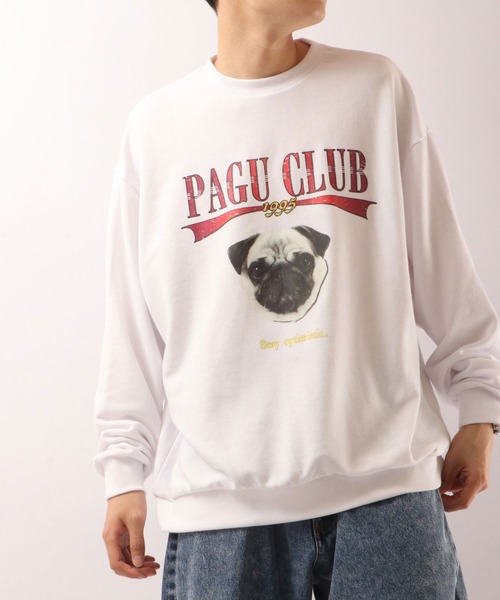 SUGGESTION(サジェッション)の「SUGGESTION ワイドシルエット アニマルプリント トレーナー(スウェット・メンズ・ホワイト/アッシュグレー/イエロー/ライトグリーン/ホワイト系その他/ホワイト系その他2・M/L)」の2枚目の写真