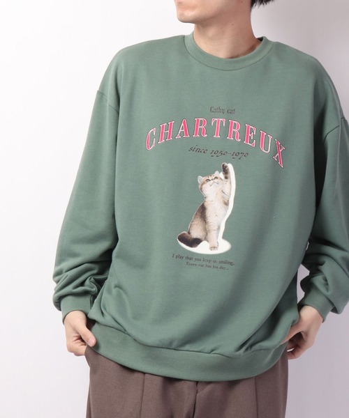 SUGGESTION(サジェッション)の「SUGGESTION ワイドシルエット アニマルプリント トレーナー(スウェット・メンズ・ホワイト/アッシュグレー/イエロー/ライトグリーン/ホワイト系その他/ホワイト系その他2・M/L)」の5枚目の写真