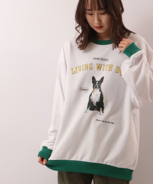 SUGGESTION(サジェッション)の「SUGGESTION ワイドシルエット アニマルプリント トレーナー(スウェット・メンズ・ホワイト/アッシュグレー/イエロー/ライトグリーン/ホワイト系その他/ホワイト系その他2・M/L)」の4枚目の写真