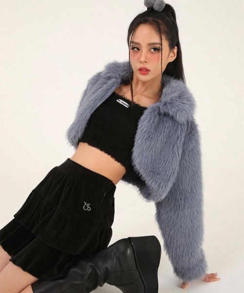 UGLY SHADOW(アグリーシャドウ)の「【UGLY SHADOW/アグリーシャドー アグリーシャドウ】VELVET FRILL SKIRT/ベロアスカート ベルベット ミニスカート(スカート・レディース・ブラック/ブラウン/ホワイト・ONE SIZE)」の9枚目の写真