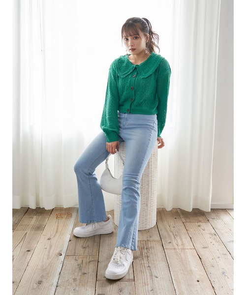 earth music&ecology（アースミュージックアンドエコロジー）の「バックスリットフレアデニムパンツ（デニムパンツ・レディース・ライトインディゴブルー・S/M）」の8枚目の写真