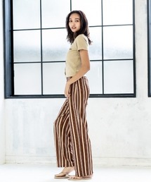 PEACEFUL PANTS/ロキシーストライプフレアパンツ