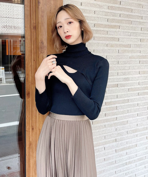 Voyage titty&Co.PETIT（ボヤージュティティアンドコープチ）の「【Voyage titty&Co. PETIT】デコルテオープンリブニット（ニット/セーター・レディース・アイボリー/ブラック・FREE）」の14枚目の写真