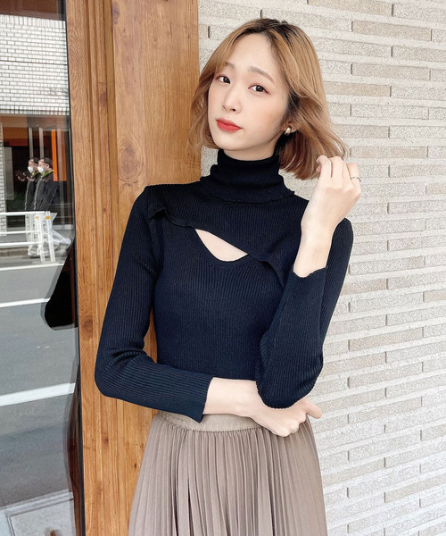 Voyage titty&Co.PETIT（ボヤージュティティアンドコープチ）の「【Voyage titty&Co. PETIT】デコルテオープンリブニット（ニット/セーター・レディース・アイボリー/ブラック・FREE）」の13枚目の写真