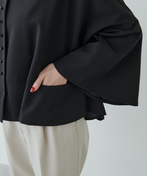 PUAL CE CIN（ピュアルセシン）の「【Du noir】飾り釦ノーカラージャケット（ノーカラージャケット・レディース・グレー/ブラック・FREE）」の11枚目の写真
