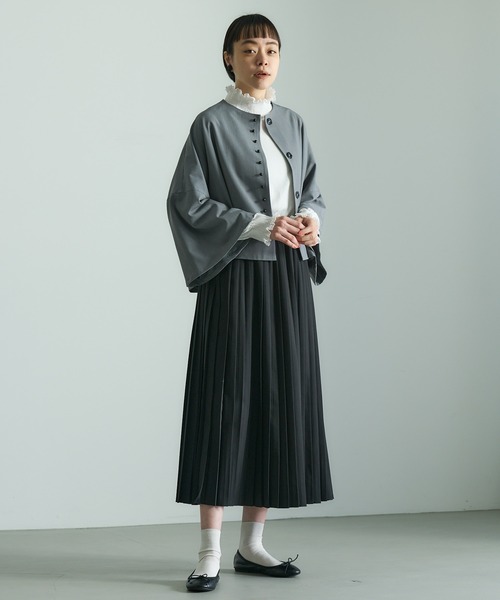 PUAL CE CIN（ピュアルセシン）の「【Du noir】飾り釦ノーカラージャケット（ノーカラージャケット・レディース・グレー/ブラック・FREE）」の9枚目の写真