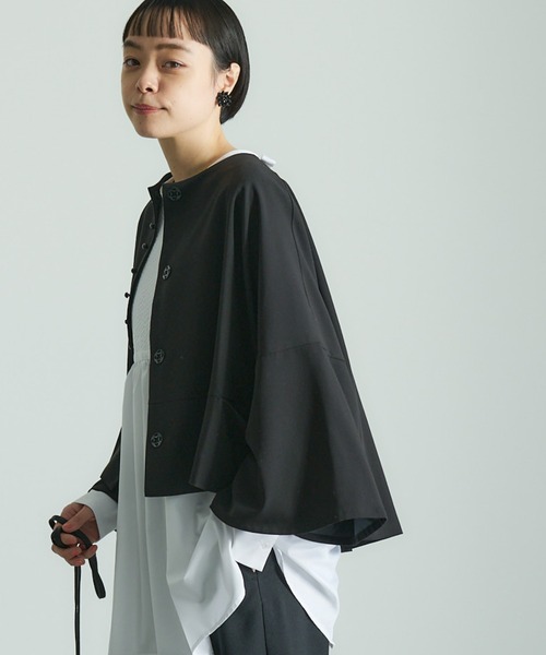 PUAL CE CIN（ピュアルセシン）の「【Du noir】飾り釦ノーカラージャケット（ノーカラージャケット・レディース・グレー/ブラック・FREE）」の6枚目の写真
