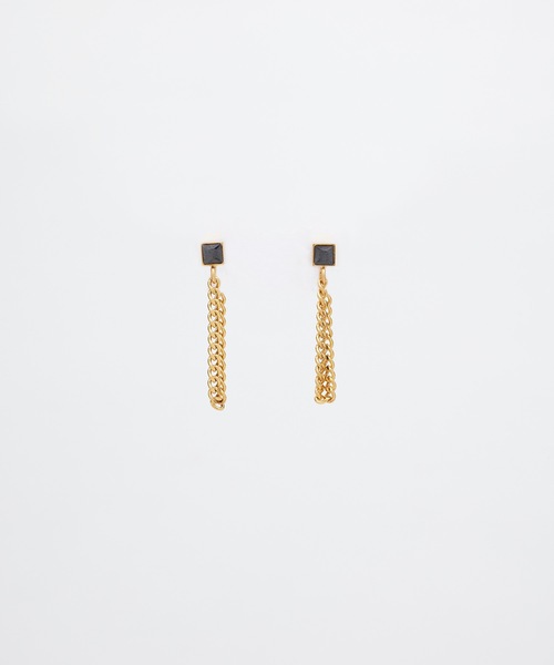 9ban（キューバン）の「【9ban】キューバン/Black Square pierce（ピアス（両耳用）・レディース・ゴールド・FREE）」の3枚目の写真